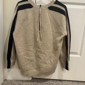 Madewell Tan Sweater with Black Striped Sleeves